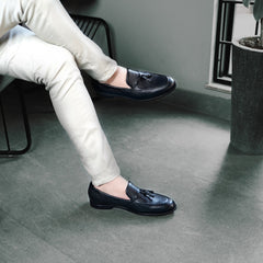 Black Leather Tassel Loafers