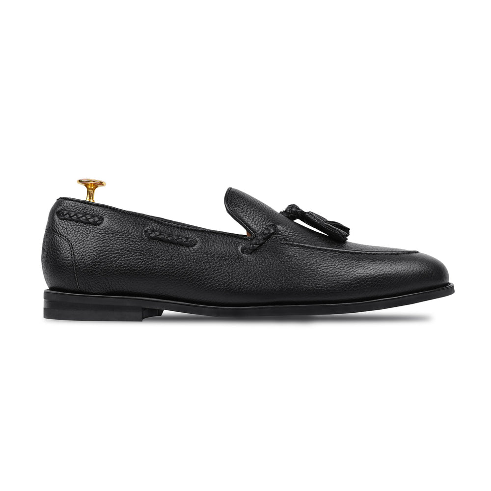 Black Leather Tassel Loafers