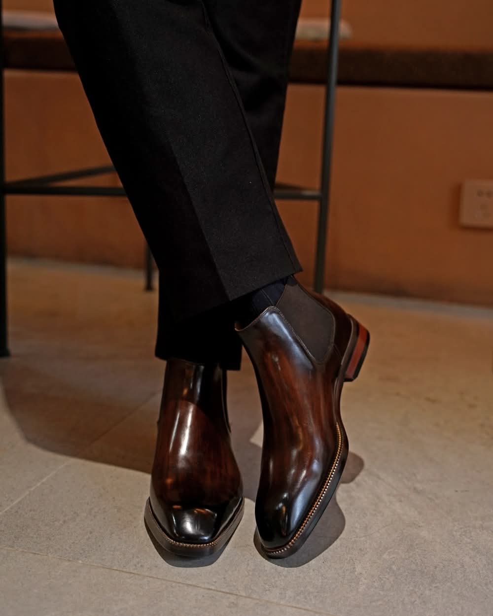 Patina Leather Chelsea Boots