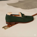 Green Suede HorseBit Loafers