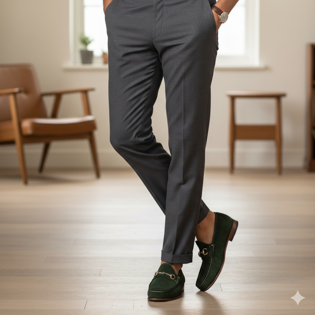 Green Suede HorseBit Loafers