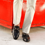 Schwarze Loafer aus Leder mit Krokodilprägung für Herren