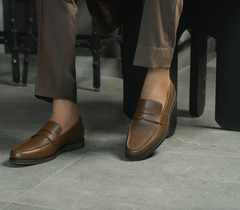 Light Brown Leather Penny Loafers