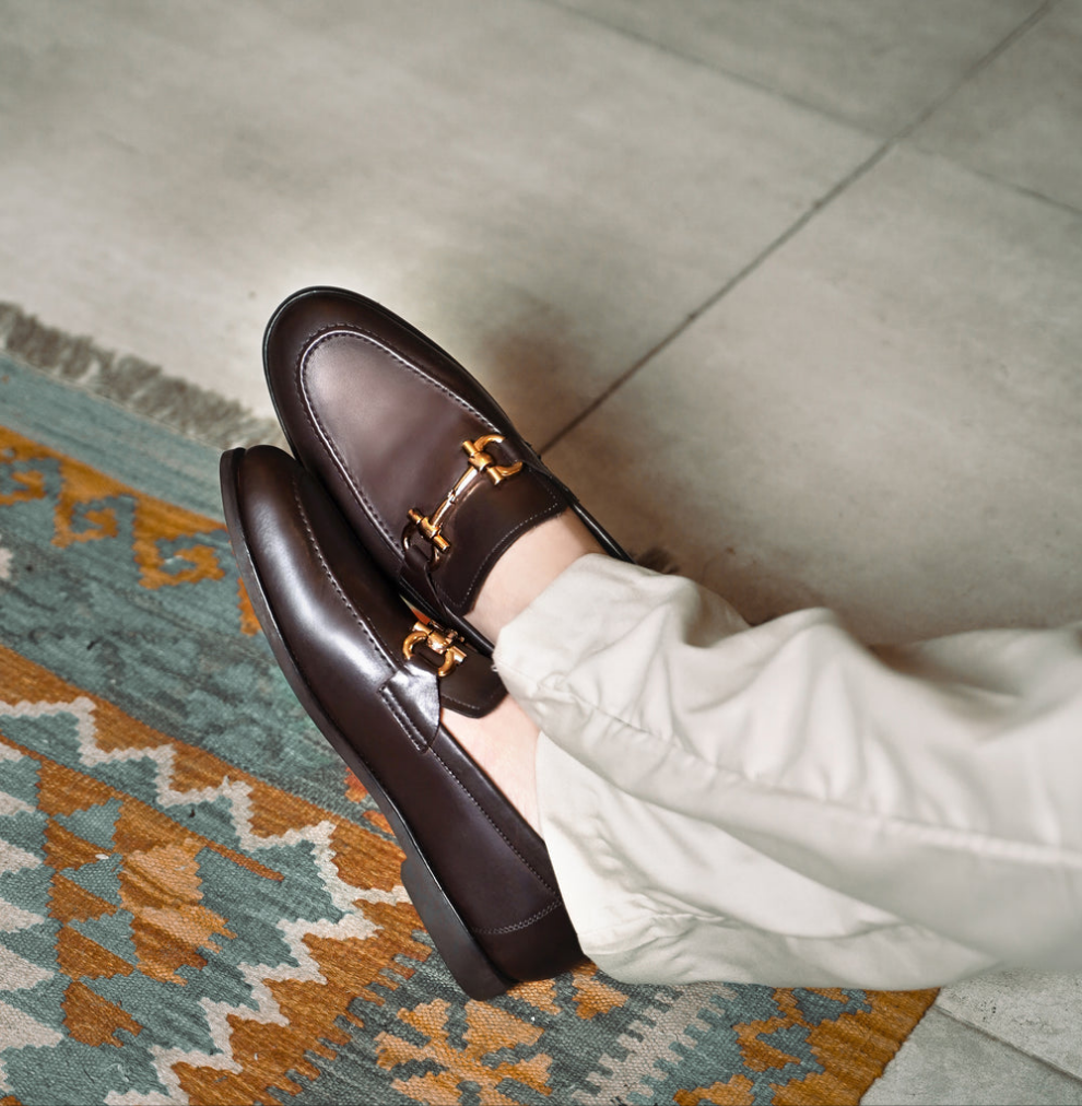 Harmain Leder-Loafer mit Horsebit – Braun