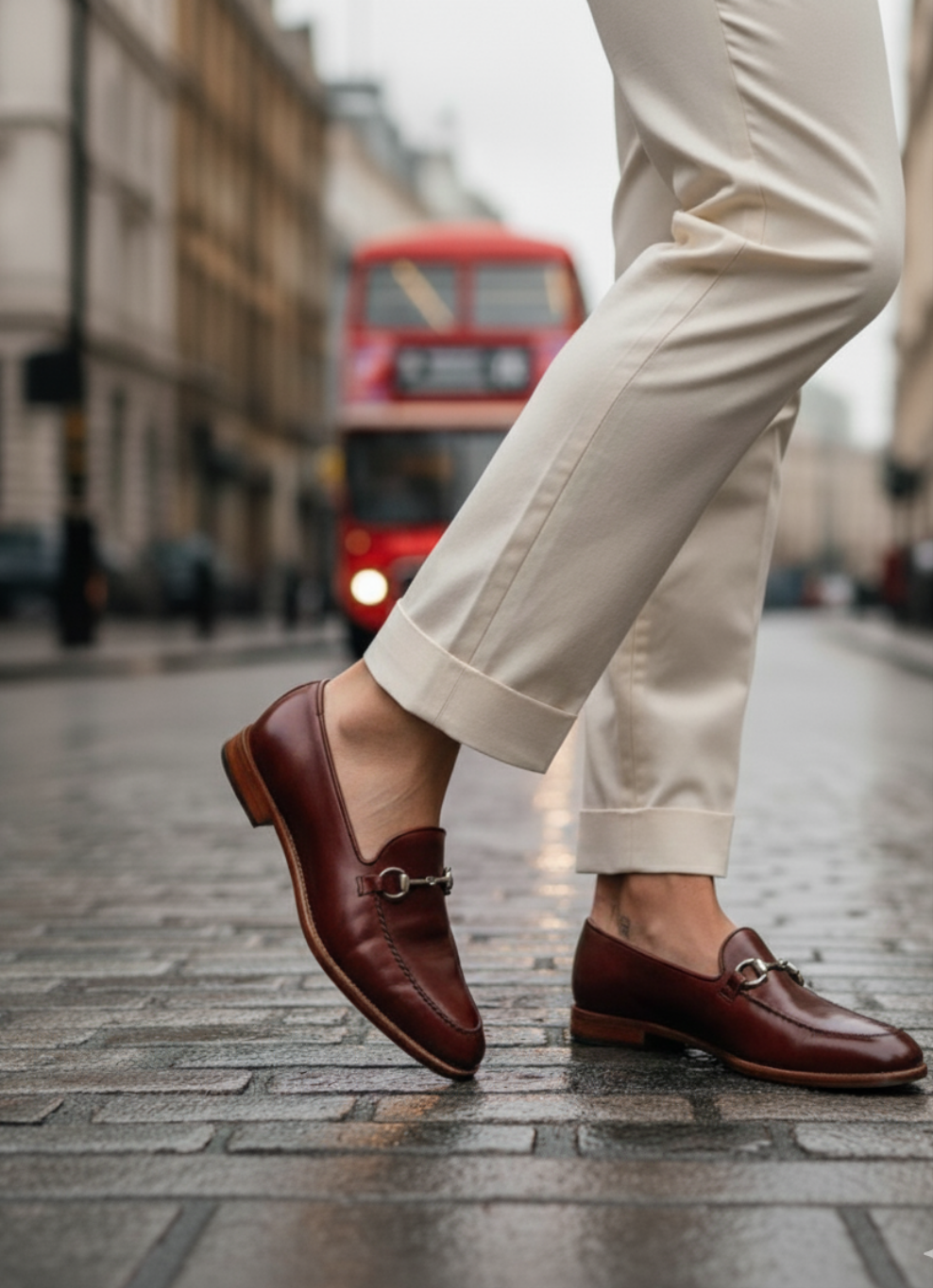 Handmade Burgandy Leather Loafers - horsebit detail