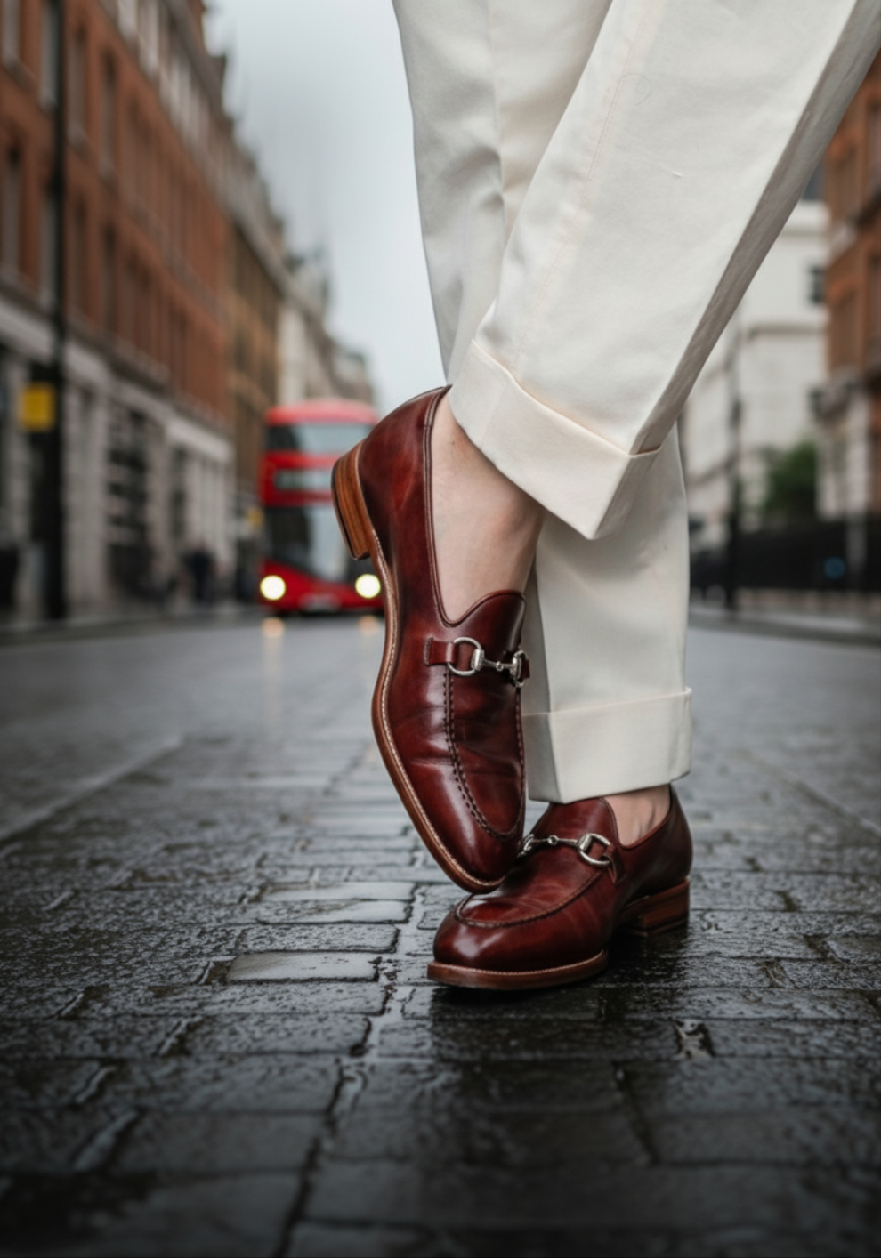 Handmade Burgandy Leather Loafers - horsebit detail