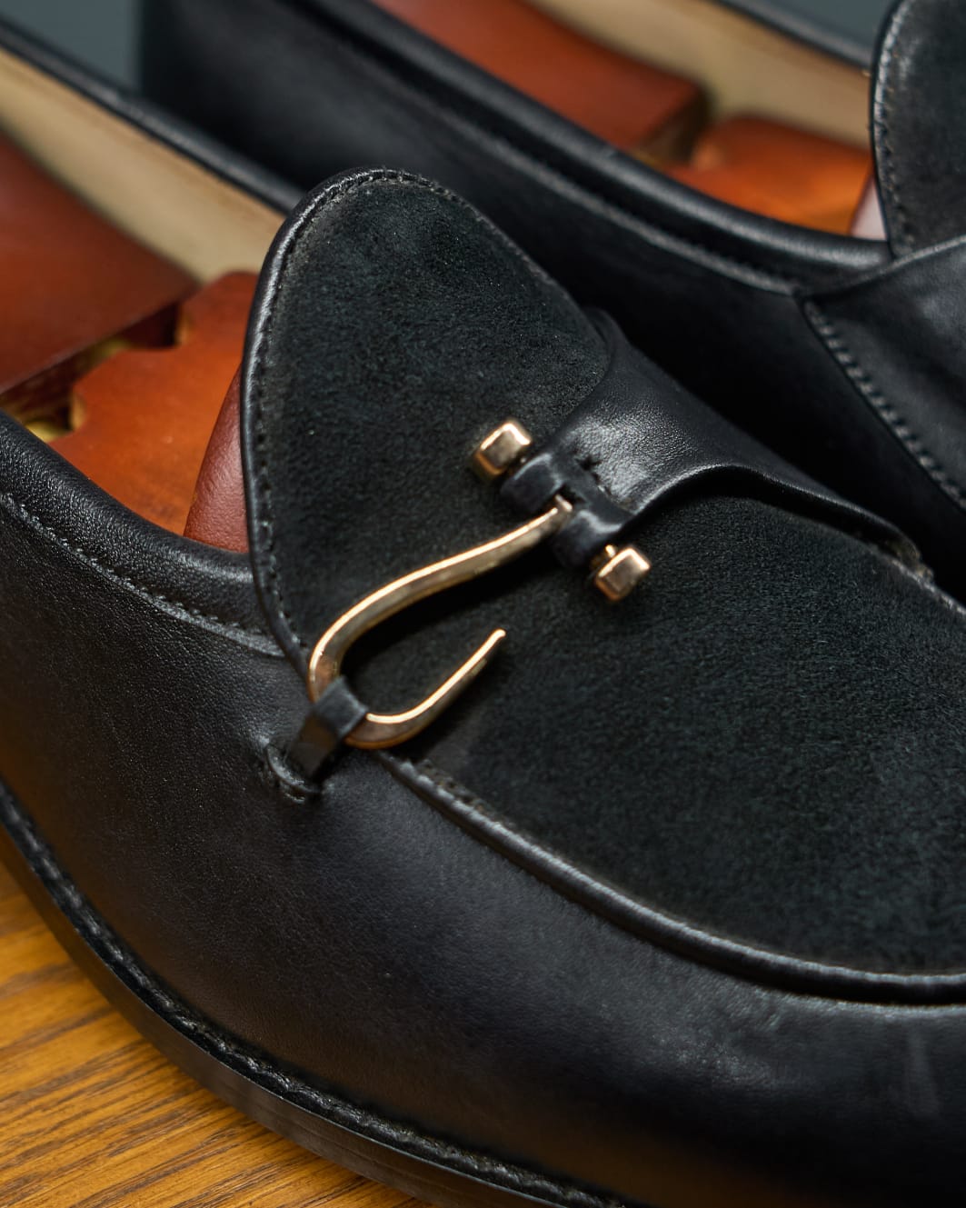 Men's Handcrafted Black Leather & Suede Bit Loafers — Quiet Luxury Slip-Ons
