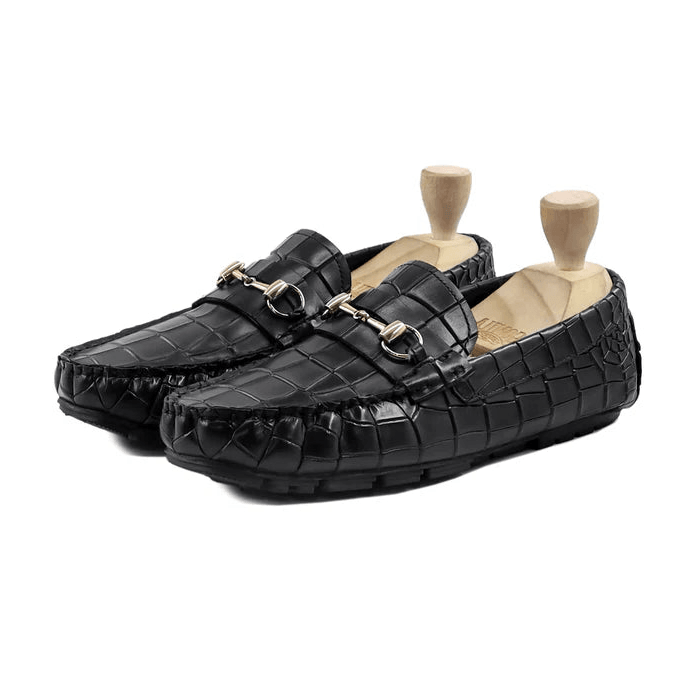 Harmain Black Croc Loafers