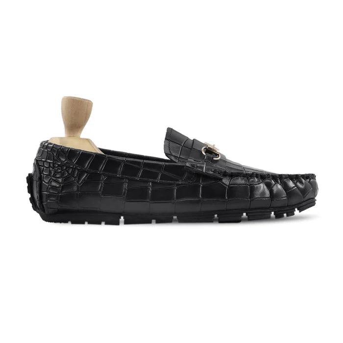 Harmain Black Croc Loafers