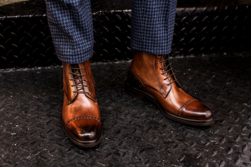 The 'Regent' Cap-Toe Dress Boots | Hand-Burnished Cognac Leather
