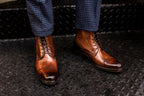 The 'Regent' Cap-Toe Dress Boots | Hand-Burnished Cognac Leather