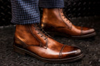 The 'Regent' Cap-Toe Dress Boots | Hand-Burnished Cognac Leather