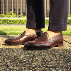 Dark Brown Full Strap Leather Penny Loafers