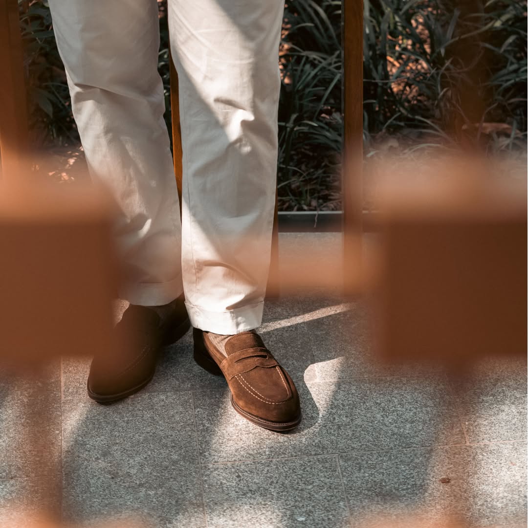 Dark Brown Suede Penny Loafers