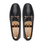 Black Leather Loafers for Men – Handmade Slip-On Dress Shoes with Metal Bit