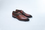 Handcrafted Double Monk Strap Leather Shoes – Antique Brown Patina