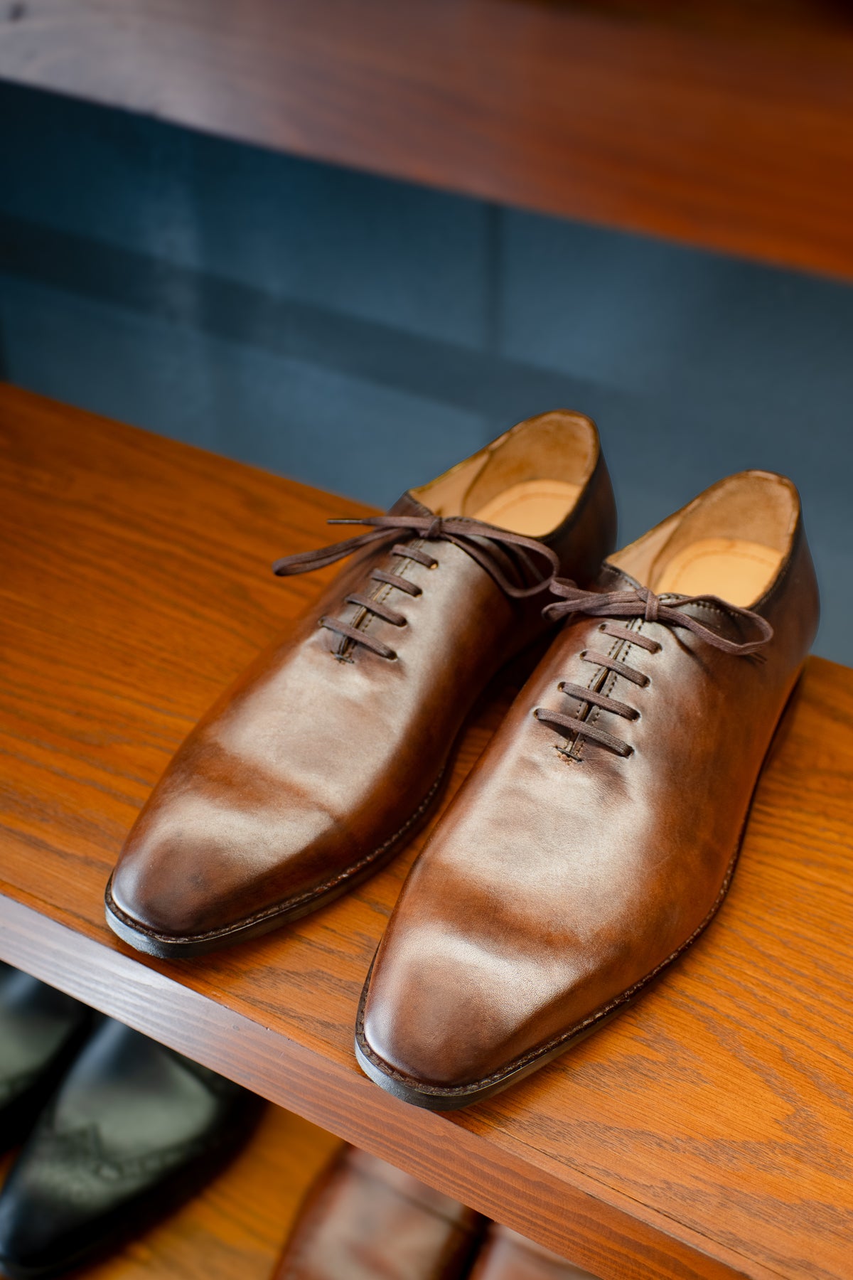 Men's Brown The Sovereign Wholecut Oxford | Handcrafted Brown Calf Leather Shoes styled for dress wear, Harmain Leathers
