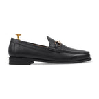 Men Black Pebble Grain Horsebit Driver Loafers