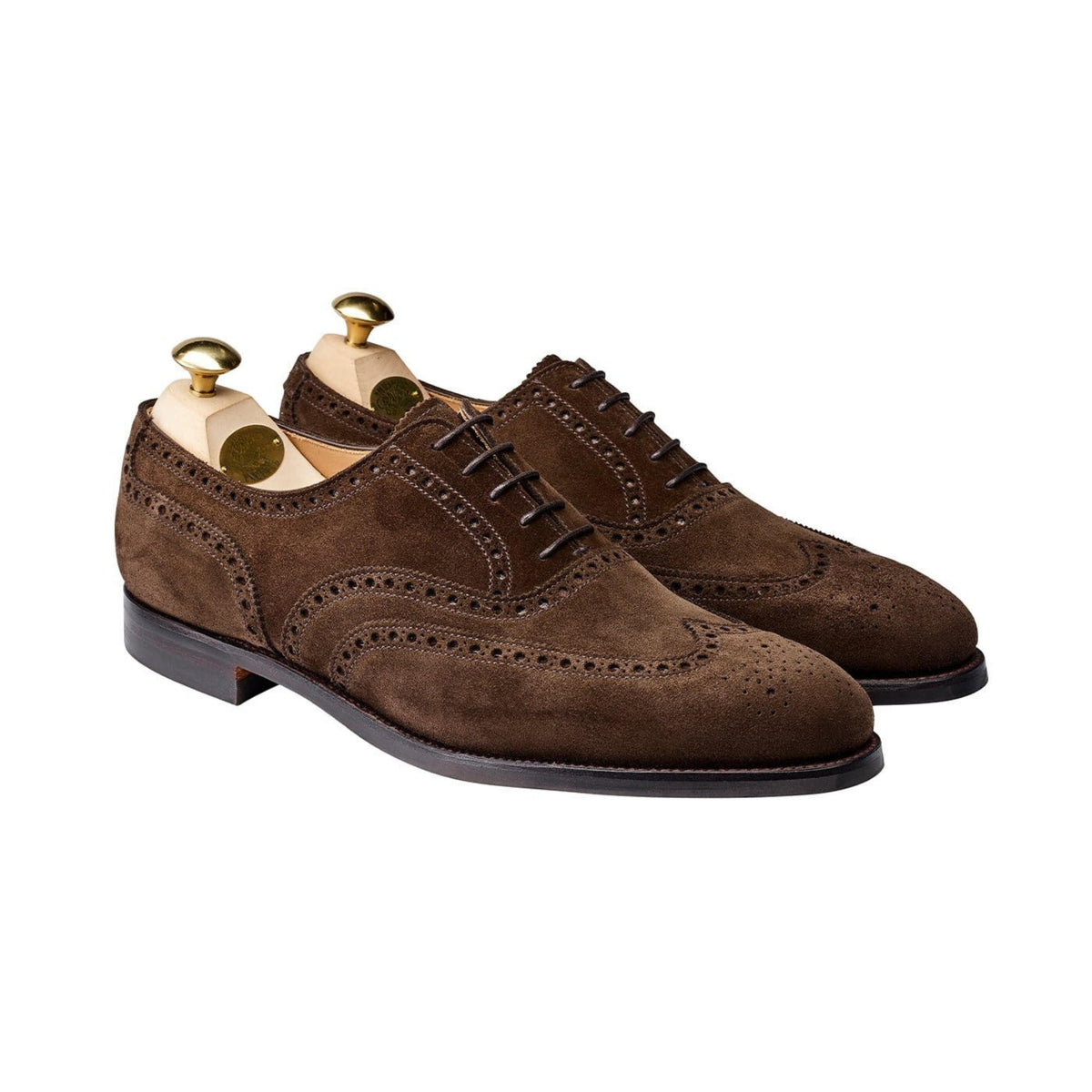 Harmain Leathers Men's Brown Suede And  Rubber Brown Tuscan Oxfords, front view, genuine suede and  rubber craftsmanship