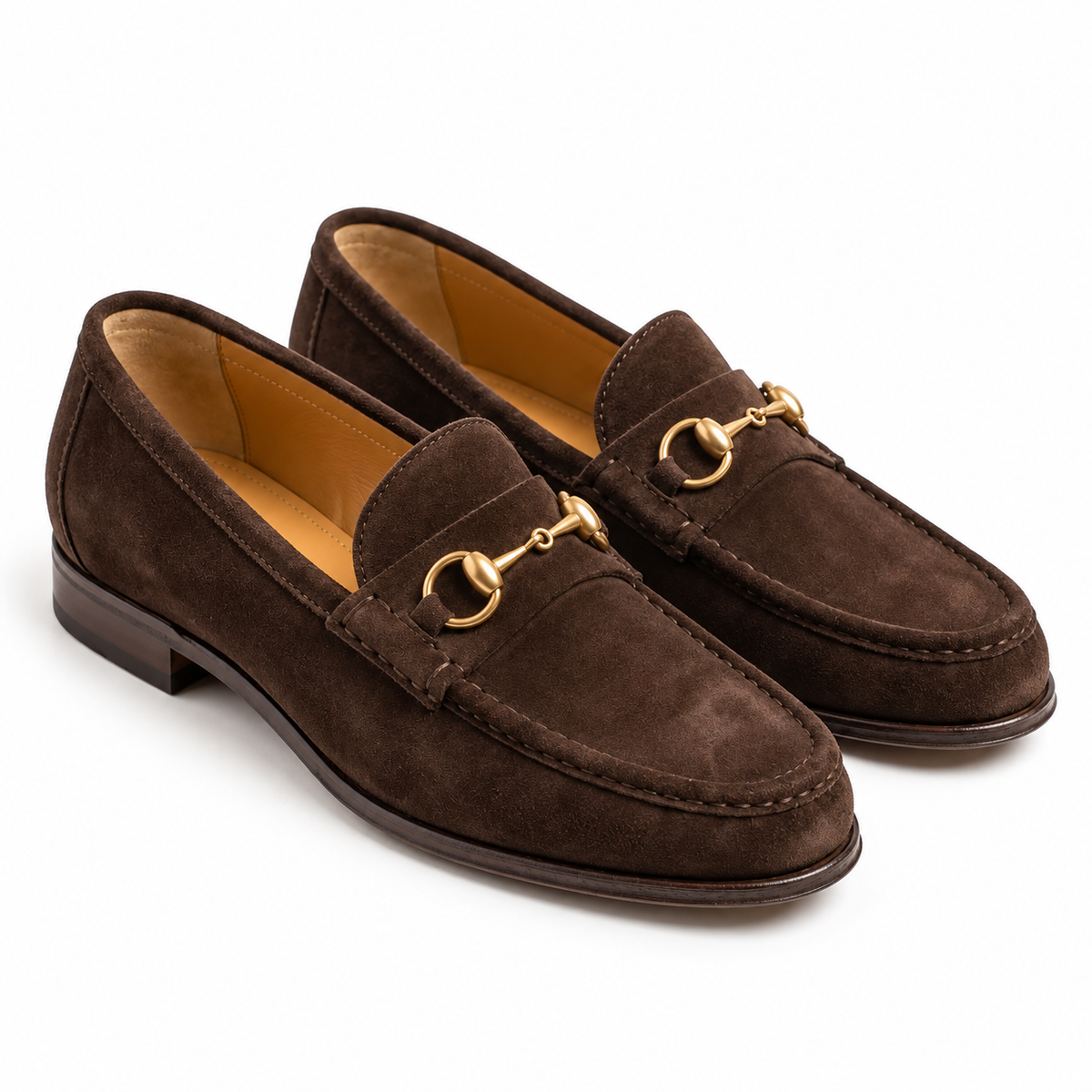 Dark Brown Suede Horsebit Loafers