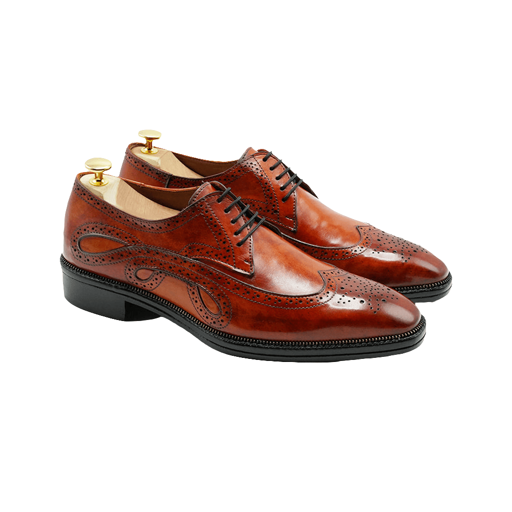 Harmain Leathers Unisex Brown & Red Leather Escobar Derby, front view, genuine leather craftsmanship