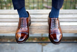 Brown Handcrafted Leather Cap-Toe Oxford Dress Shoes