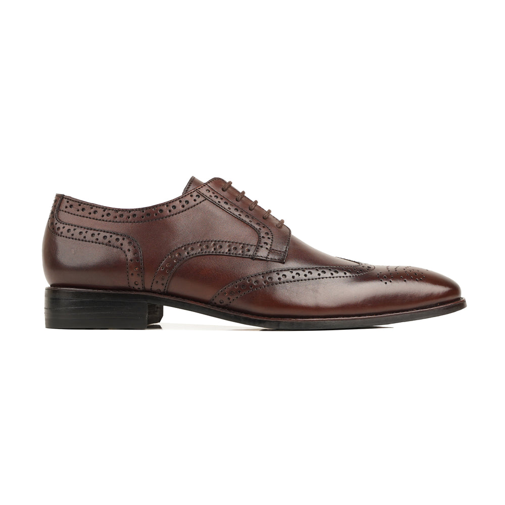 Harmain – Luxuriöse Brogue-Schuhe aus braunem Leder für Herren – Wingtip-Derby-Abendschuhe