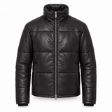 Piumino in pelle nero uomo