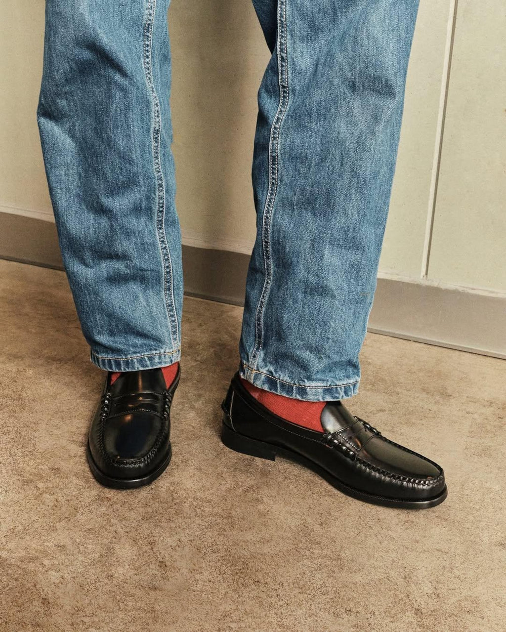 Black Polished Leather Penny Loafers