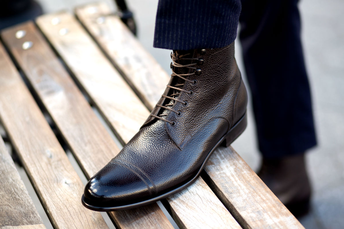 Cap-Toe Dress Boot | Chocolate Pebbled Leather