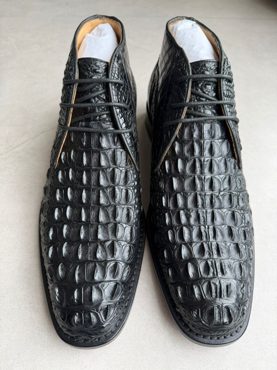 Harmain Leathers Unisex Black Leather And  Alligator-Leather Handcrafted Genuine Crocodile Leather Chukka Boots –...