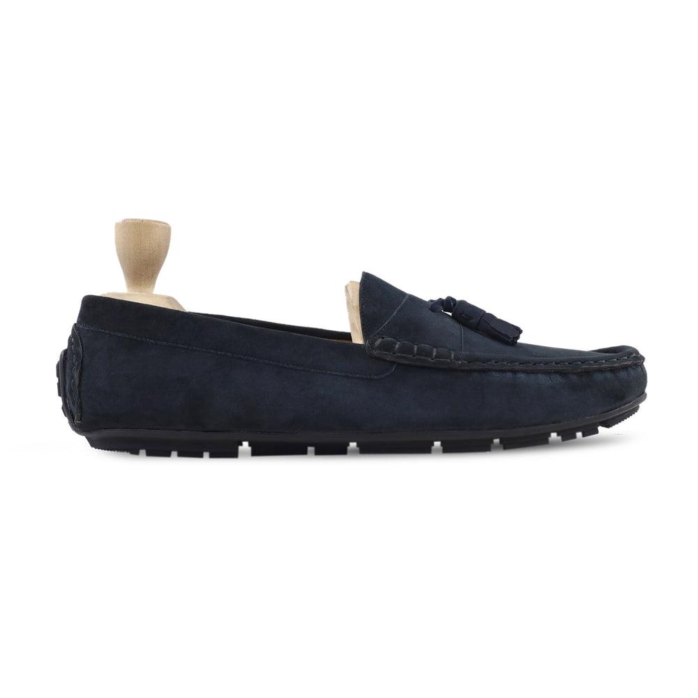 Vintage Marineblaue Wildleder-Loafer