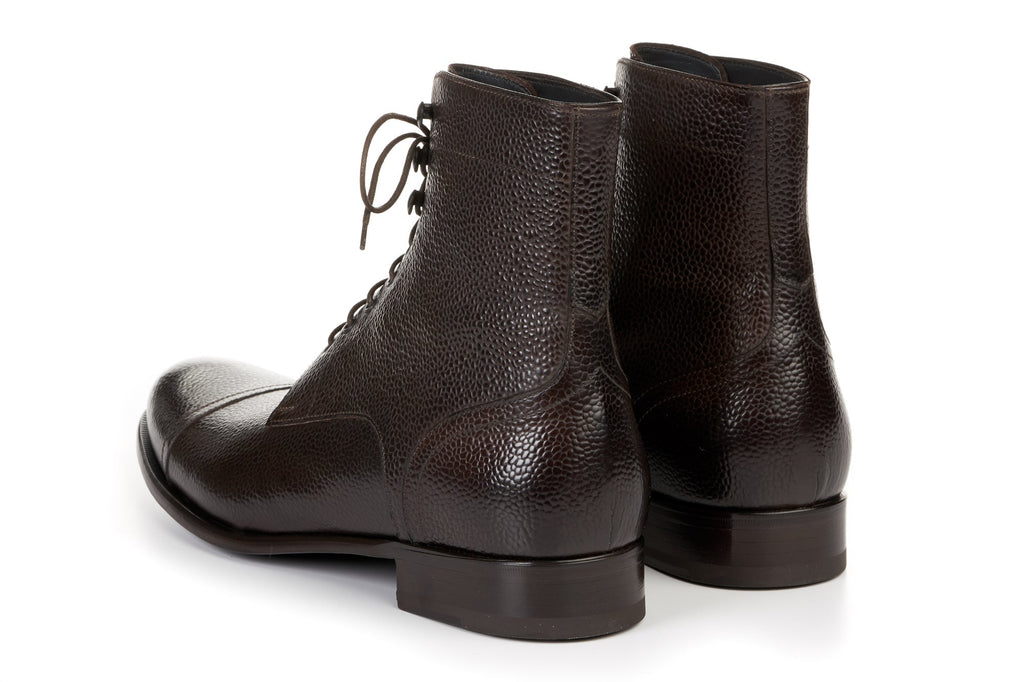 Cap-Toe Dress Boot | Chocolate Pebbled Leather