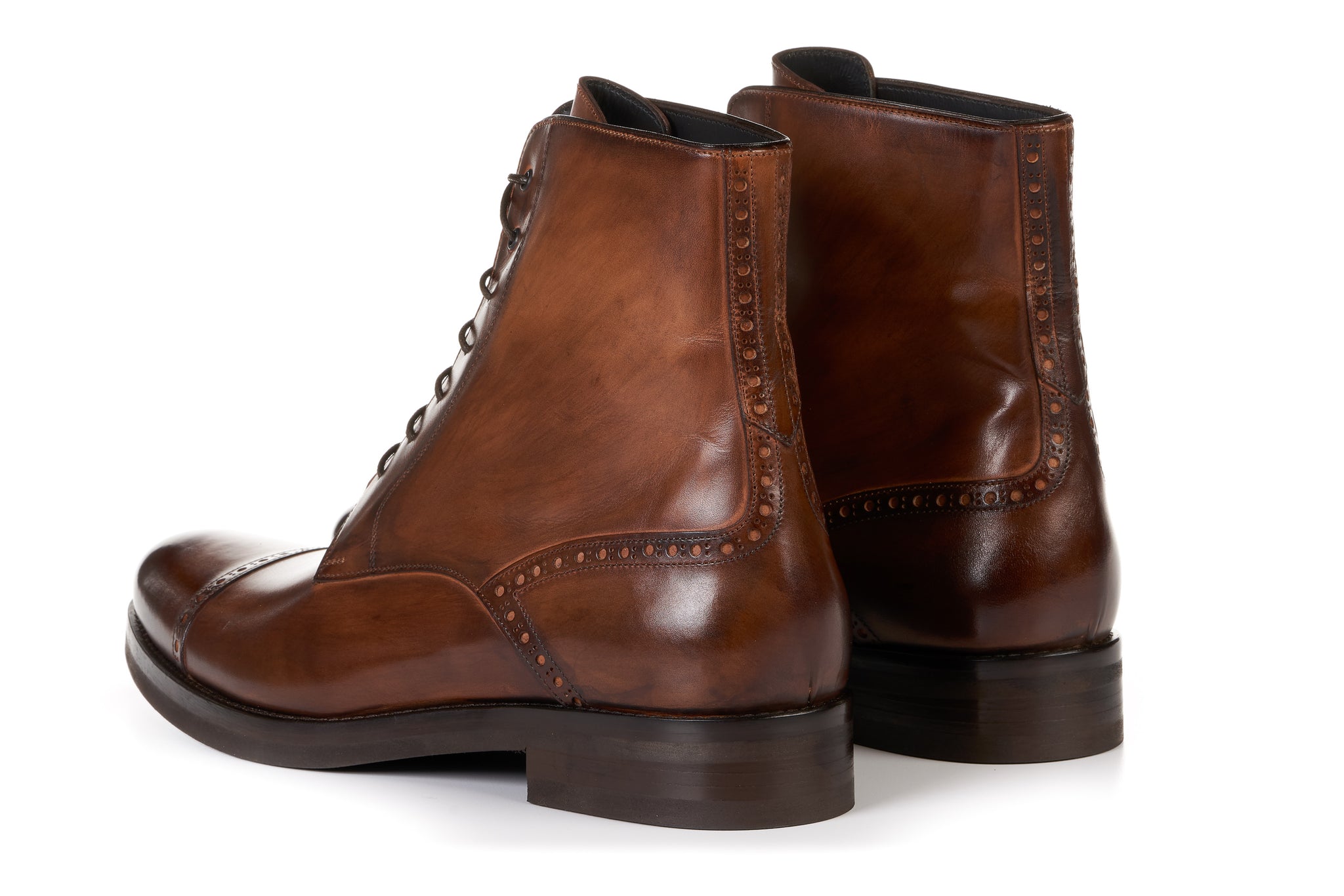 The 'Regent' Cap-Toe Dress Boots | Hand-Burnished Cognac Leather