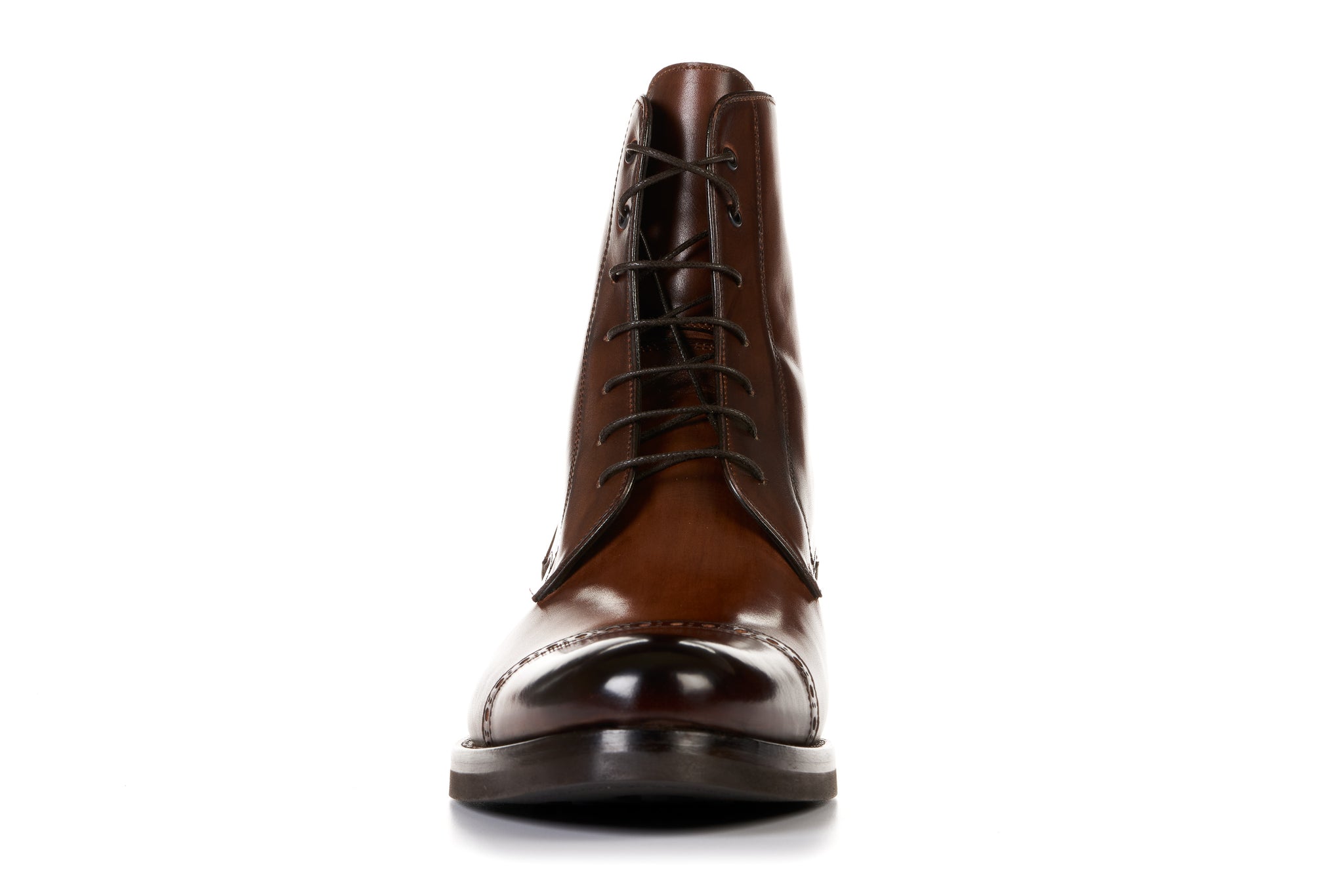 The 'Regent' Cap-Toe Dress Boots | Hand-Burnished Cognac Leather