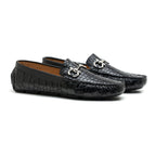 Men’s Black Croc Emboss Driving Loafers