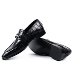 Schwarze Loafer aus Leder mit Krokodilprägung für Herren