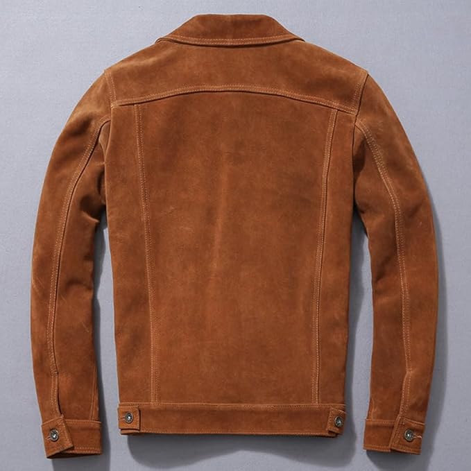 Men’s BROWN TRUCKER GENUINE SUEDE JACKET
