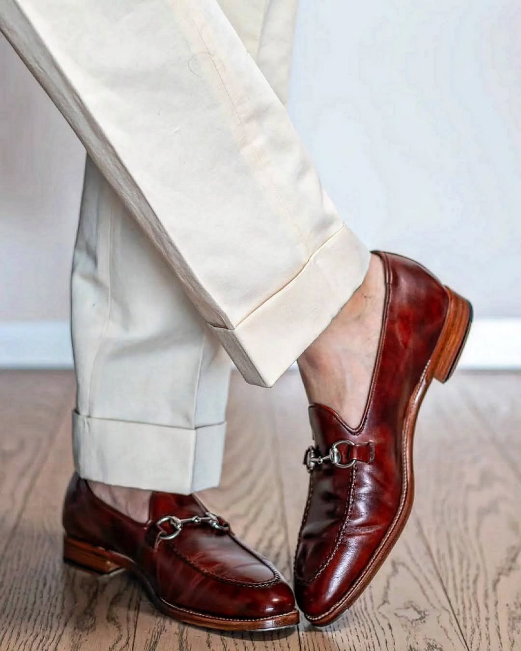 Handmade Burgandy Leather Loafers - horse bit detail
