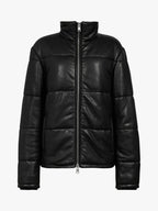 MENS BLACK LEATHER PUFFER JACKET