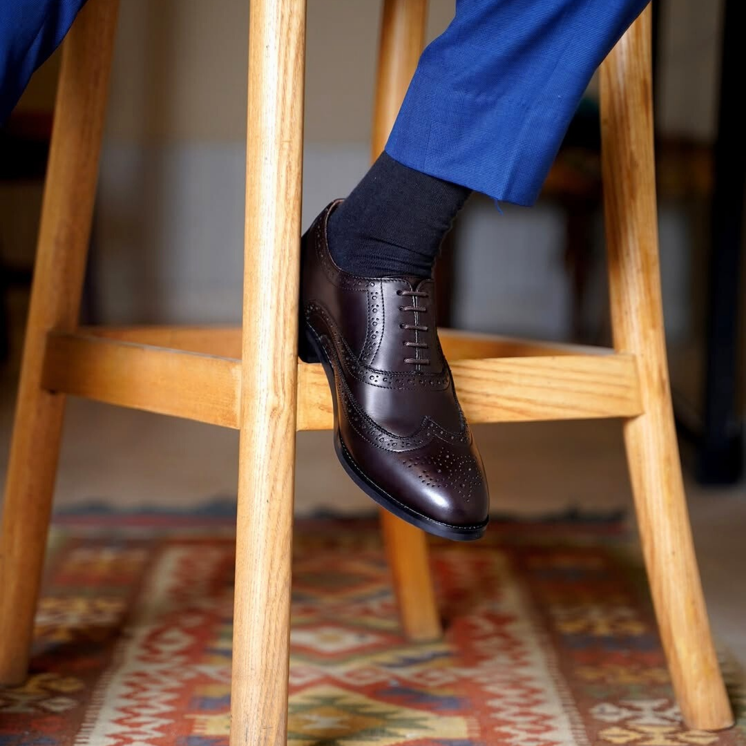 Harmain Leathers Classic Dark Bown Leather Brogue Shoes