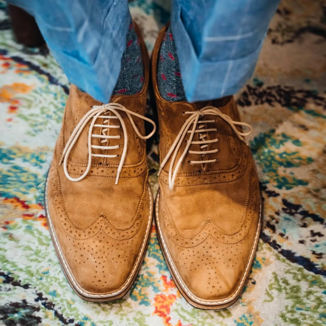 Harmain Leathers Unisex Signature Leather Dublin Tan Suede, front view, genuine leather craftsmanship