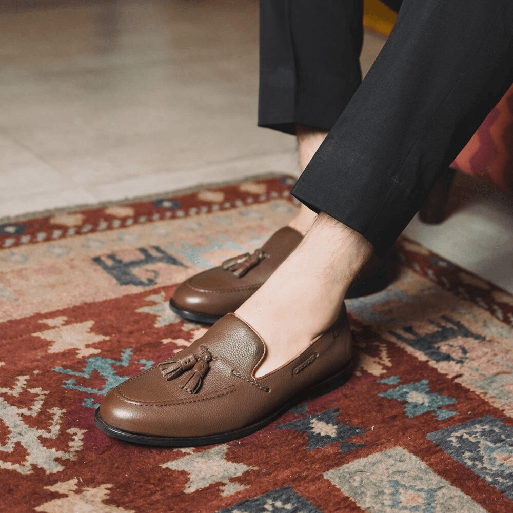 Tan Brown Leather Tassel Loafers – Men's Dress Shoes | UK