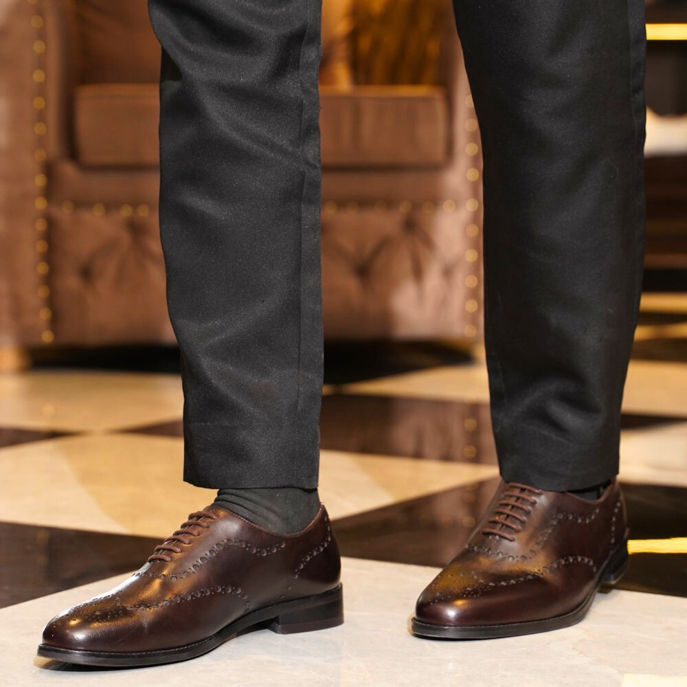 Handmade Brown Leather Oxford Brogues for Men – Classic Formal Shoes