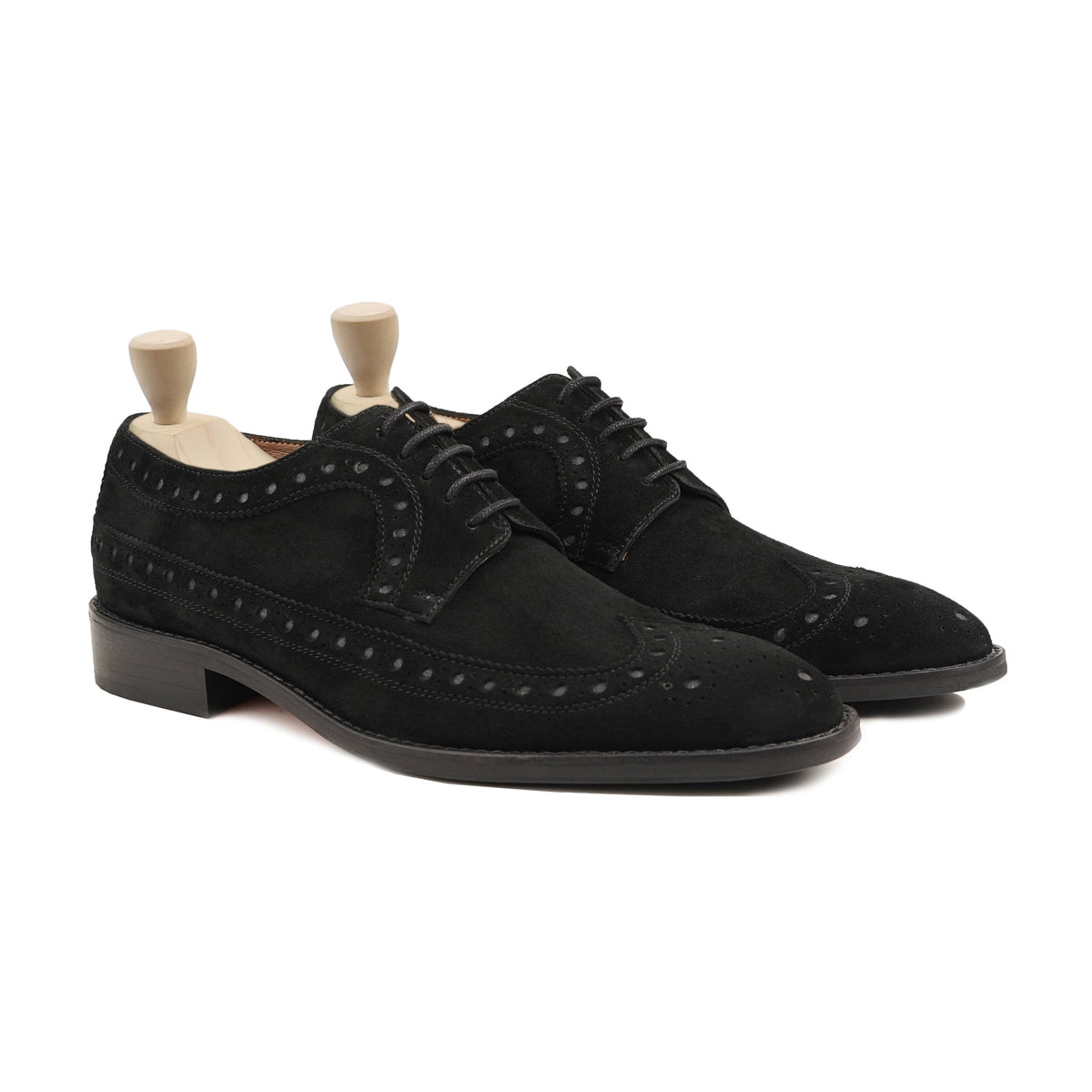 Harmain Leathers Unisex Black Suede And  Leather And  Rubber Exeter Black Suedes, front view