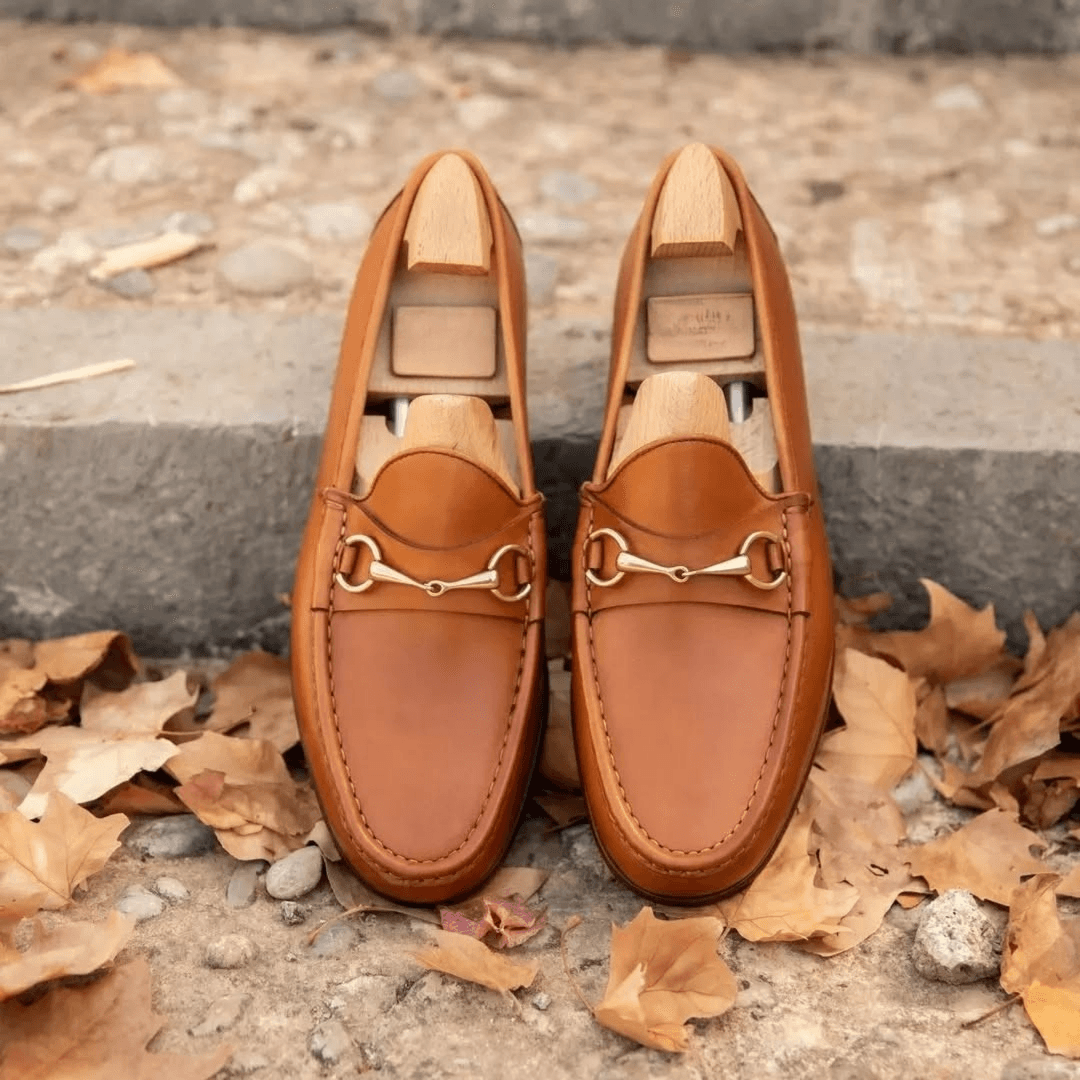 Men's Brown & Black Tan Horsebit styled for casual wear, Harmain Leathers, genuine leather craftsmanship