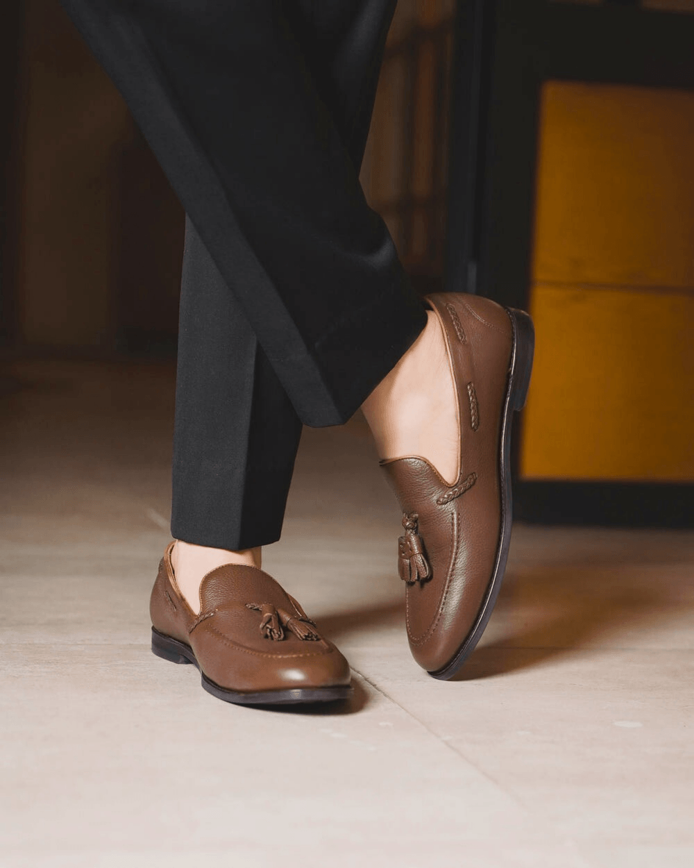 Tan Brown Leather Tassel Loafers – Men's Dress Shoes