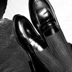 Black Leather Penny Loafers