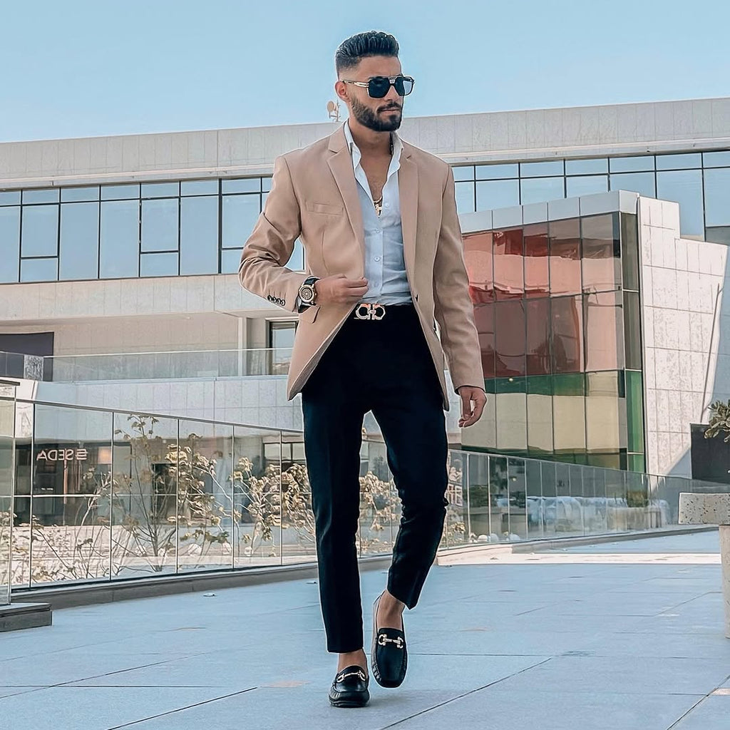 Black Leather Loafers for Men – Handmade Slip-On Dress Shoes with Metal Bit