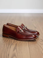 Handmade Burgandy Leather Loafers - horse bit detail